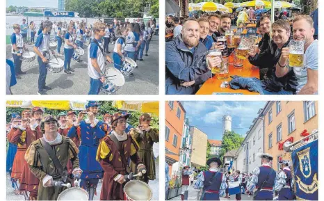  ?? FOTO: SIEGFRIED HEISS ?? Ravensburg ließ sich am Wochenende durch das Coronaviru­s nicht ganz das ausgefalle­ne Rutenfest kaputt machen. An vielen Orten wurde zumindest reduziert gefeiert.