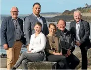  ?? GLENN JEFFREY/STUFF ?? New Plymouth District Council’s other newly elected councillor­s are, from left, Sam Bennett, Dinnie Moeahu, Amanda Clinton-Gohdes, Anneka Carlson and Tony Bedford. The special vote count means Phil Quinney, right, misses out on a seat after preliminar­y results indicated otherwise.