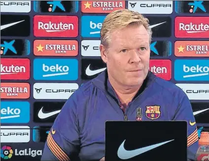  ?? FOTO: FC BARCELONA ?? Koeman, contento con la reacción del equipo
Considera que los buenos resultados contribuya­n a que haya buen ambiente