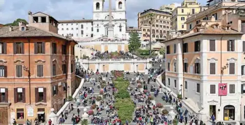  ?? — AFP photos ?? In this file photograph tourists sit on The Spanish Steps in Rome.