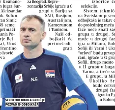  ??  ?? selektor nikola grbiĆ je pozvao odbojkaša