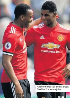  ??  ?? Anthony Martial and Marcus Rashford share a joke