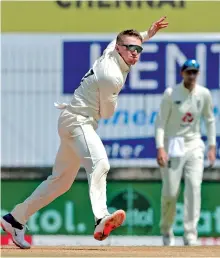  ??  ?? Dom Bess was the pick of the England bowlers on Day Three. He got four of the six India wickets in the first innings