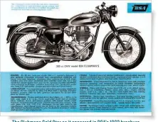  ??  ?? The Clubmans Gold Star as it appeared in BSA’S 1963 brochure