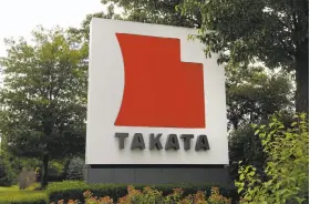  ?? Paul Sancya / Associated Press ?? Takata, which makes air bags and inflators that have led to millions of recalls, has filed for bankruptcy protection in the United States.