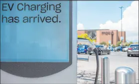  ?? Las Vegas Review-journal ?? Steel Brooks
Electric vehicle chargers on Tuesday at Meadows mall. The state is seeking $38 million in federal money to improve charging.