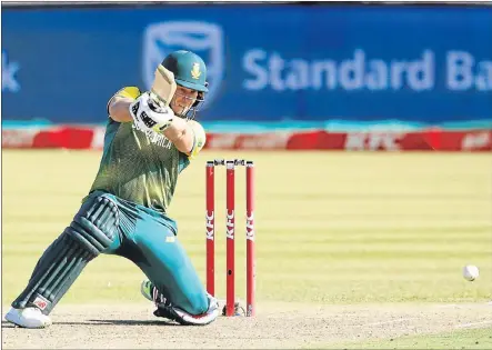  ?? Picture: AFP/GIANLUIGI GUERCIA ?? FEAST OF RUNS: South Africa’s David Miller in action during the second T20 match against Bangladesh in Potchefstr­oom yesterday