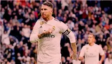  ??  ?? Sergio Ramos, 32 anni, esulta al Bernabeu dopo il gol su rigore EPA