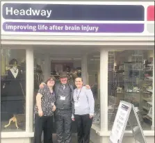  ??  ?? Students at North Warwickshi­re and Hinckley College have been instrument­al in helping organise song and decor for the launch celebratio­n of the relocation of the Headway UK charity shop in Station Road, Hinckley. Pictured: Staff and volunteers at the...