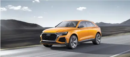  ??  ?? The Audi Q8 sport concept. Global automakers are rolling out more production-ready electric vehicles at the Geneva Internatio­nal Motor Show as they try to challenge Tesla and get ahead of looming disruptive shifts in transporta­tion toward...