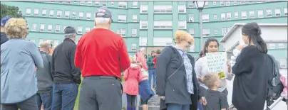  ?? NIKKI SULLIVAN/CAPE BRETON POST ?? About 100 people gathered to protest the reduced emergency room hours at Northside General Hospital and the doctor shortage in Cape Breton on Sunday.