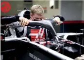  ??  ?? Mick Schuamcher tries the Haas for size during the Sakhir GP weekend