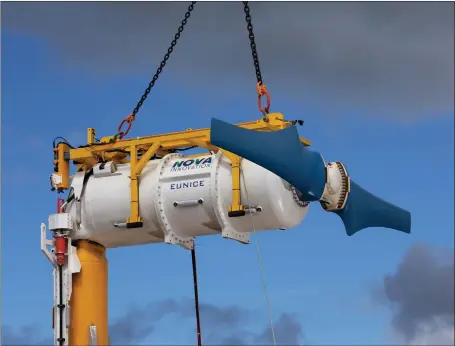  ??  ?? Nova Innovation’s new direct-drive tidal turbine Eunice is already powering homes across Shetland