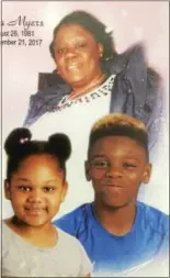  ?? PHOTO PROVIDED ?? The cover of a memorial service program shows Shanta Myers, top, and her children Shanise, 5, and Jeremiah, 11.