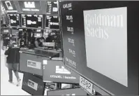  ?? RICHARD DREW AP ?? Goldman shares slid almost 7 percent Tuesday. The stock had climbied 45 percent last year.