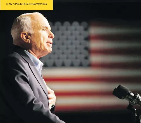  ?? GERALD HERBERT / THE ASSOCIATED PRESS FILES ?? U.S. Senator John Mccain, who died Saturday at 81, capped his political career by voting down the repeal of Barack Obama’s health care law.