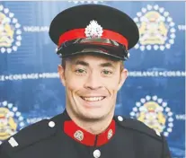  ?? CALGARY POLICE SERVICE ?? Calgary police officer Sgt. Andrew Harnett, 37, was struck and killed by a vehicle fleeing a traffic stop on New Year's Eve. The teen suspect in the case has asked to be freed on bail until his trial.