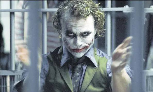  ?? WARNER BROS. ?? Heath Ledger won a posthumous Oscar for his portrayal of the Joker in The Dark Knight.