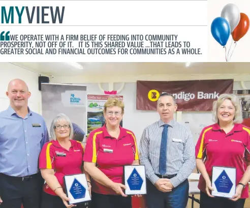  ??  ?? RURAL: Babinda Community Bank staff and volunteers Ross Growcott, Desley Vella, Laurel Cottone, Gavin Holden and Kitty Anning