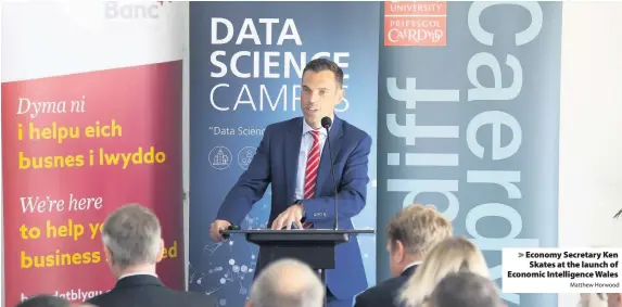  ?? Matthew Horwood ?? > Economy Secretary Ken Skates at the launch of Economic Intelligen­ce Wales