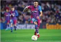  ?? /Gallo Images ?? Pierre-emerick Aubameyang of FC Barcelona runs with the ball during the Laliga Santander match againstca Osasuna at Camp Nou on March 13,