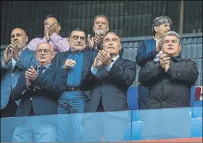  ?? Foto: fcb ?? Laporta y Yuste, con Jordi casals en el palco del Estadi Johan cruyff