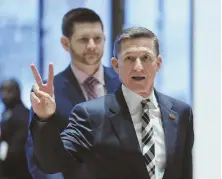  ?? AP FILE PHOTO ?? ‘FOLLOW THE EVIDENCE’: House leaders say former National Security Adviser Michael Flynn’s failure to disclose Russian dealings may have broken the law.