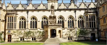  ??  ?? Ancient stones: The inner courtyard of Oriel College in Oxford. Cecil Rhodes was its benefactor