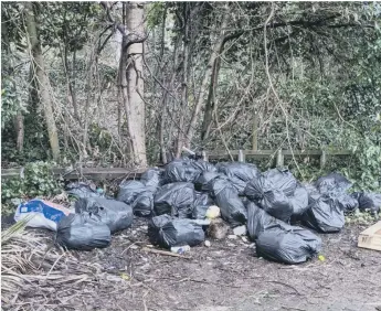  ??  ?? Bags of rubbish were dumped at the Golden Lion car park in South Hylton.