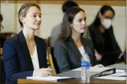  ?? SAM GREENE — THE CINCINNATI ENQUIRER VIA AP ?? Attorneys Michelle Diamond, left, and Allyson Slater listen as their witness is cross examined in the courtroom of Hamilton County Common Pleas Court Judge Christian Jenkins in downtown Cincinnati on Oct. 7.