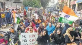  ??  ?? People protest against NRC, CAA and NPR in Kolkata on January 22.
PTI FILE