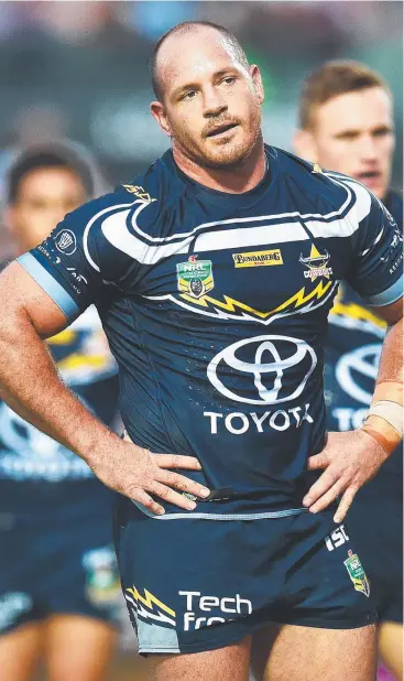  ?? Picture: ZAK SIMMONDS ?? HIGH HOPES: North Queensland Cowboys co-captain Matt Scott is a good chance to get back on the field alongside Johnathan Thurston before season’s end.