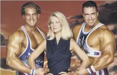  ??  ?? Mark Griffin, main, came up with his idea for a novel while living in Edinburgh; as Trojan in ITV show Gladiators, below, and above right with James Crossley as Hunter and presenter Ulrika Jonsson