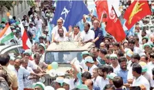  ?? ?? A file photo of the roadshow taken out by Congress leader K. Muraleedha­ran as part of the Lok Sabha election campaign.