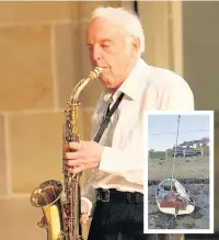  ??  ?? Archie Taylor, performing at the Hearts and Voices concert in Blackburn Cathedral and (inset) the missing boat he used