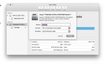  ??  ?? It’s vital to format the external disk so that you can boot from it before you wipe the internal drive.