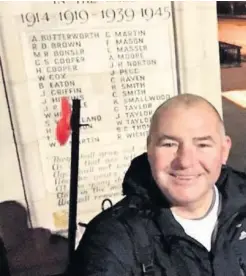  ??  ?? 56-year-old Mark Ward of Burbage took on a mammoth challenge of walking 46 miles in just 18 hours to commemorat­e the end of the First World War