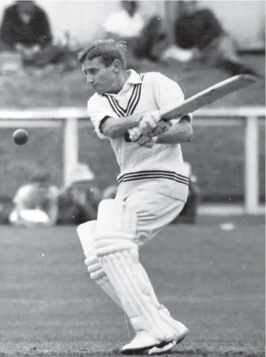  ?? STUFF ?? Barry Sinclair batting in Wellington in 1965. He captained New Zealand in a total of 13 matches, before retiring in 1970, aged 33.