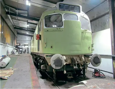  ??  ?? Class 27 D5410 stands inside one of the workshops at UKRL’S Leicester depot, where work on its restoratio­n to working order is reaching an advanced stage. The locomotive is expected to be complete before the end of the year and will be available for use at heritage railway events during the 2022 season. Andy Coward