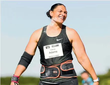  ?? ALISHA LOVRICH ?? Valerie Adams reacts after her Tokyo Olympics qualifying throw yesterday in Hastings.