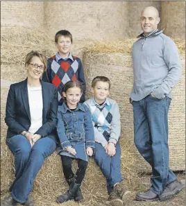  ??  ?? Jolene and Lauchie MacEachern of Folly River Farms in Debert, with their children Ewan, Adriana and Allister, are in the running for the title of Atlantic Outstandin­g Young Farmers.