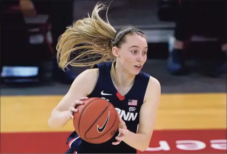  ?? Kathy Willens / Associated Press ?? UConn’s Paige Bueckers was named the Big East Player and Freshman of the Year on Thursday, joining former Husky Maya Moore as the only other player to do so.