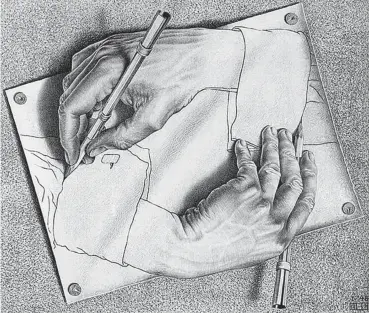  ?? COURTESY IMAGE ?? M.C. Escher’s drawing hands — people are more conscious of imitation than they are of mimesis.