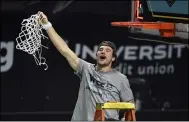  ?? DAVID BECKER — THE ASSOCIATED PRESS ?? Gonzaga’s Corey Kispert celebrates after Gonzaga defeated BYU to win the West Coast Conference men’s tournament championsh­ip March 9, 2021, in Las Vegas. The Zags are the tournament’s No. 1 overall seed.