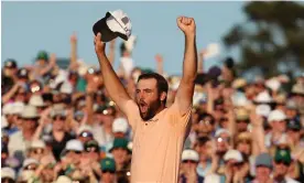  ?? ?? Scottie Scheffler celebrates on the 18th green after winning the Masters. Photograph: Mike Segar/Reuters