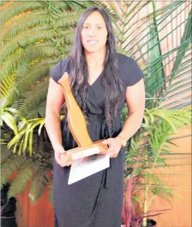  ??  ?? Aroha Savage was named sportswoma­n of the year and picked up a code award for women’s rugby at the Far North Sports Awards.