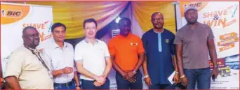  ??  ?? L-R: Finance Director, Mr. Amitabh Sinha; MD CFAO - NIPEN, Mr Regis Tromeur; BIC Nigeria, Developmen­t Manager, Mr Adeyemi Ojo; Deputy General Manager, Commercial, NIPEN, Mr Adedamola Adelabu and National Sales Manager, Retail, Mr Jide Alade at the event