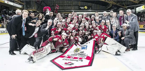  ?? DAVE HOLLAND/HOCKEY CANADA IMAGES FILES ?? The Chilliwack Chiefs won their first RBC Cup last year when they hosted Canada’s national Junior A championsh­ip. The team is hoping to repeat this season with a roster that includes a trio of players recruited from a Connecticu­t prep school.