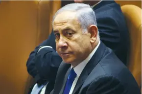  ?? (Ronen Zvulun/Reuters) ?? FORMER PRIME MINISTER Benjamin Netanyahu looks on during a special session of the Knesset on Sunday.