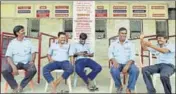  ?? PTI ?? Security guards sit near deserted ticket counters of a cinema hall in Chennai on Monday.